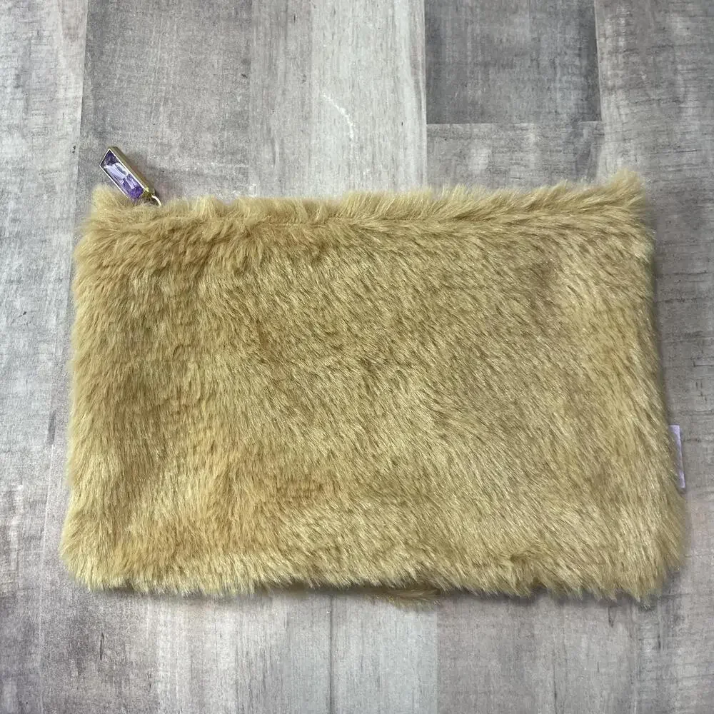 Ipsy November 2025 Brown Faux Fur Zip Makeup Pouch - NWOT - BAG ONLY - EMPTY